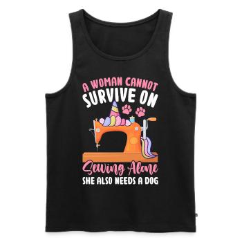 A woman can't make a living from sewing alone - Men's Premium Organic Tank Top - black - Front - Michal (187cm)