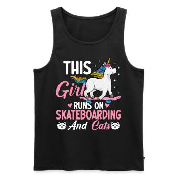 Skateboard et chats Skateuses - Débardeur bio Premium Homme - noir - Devant - AI Model Male 178 light (178cm)