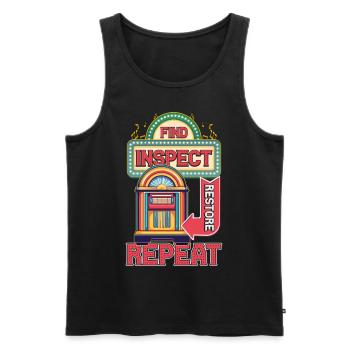 Jukebox Collector Find Inspect Restore Repeat - Men's Premium Organic Tank Top - black - Front - AI Model Male 178 light (178cm)
