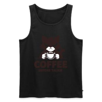 Coffee Before Talkie für Katzenbesitzer - Männer Premium Bio Tank Top - Schwarz - Vorne - Michal (187cm)