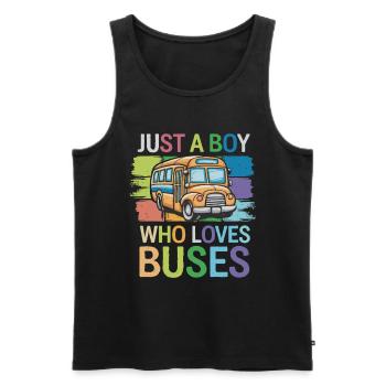Just a Boy Who Loves Buses for Bus Lovers für - Männer Premium Bio Tank Top - Schwarz - Vorne - Michal (187cm)