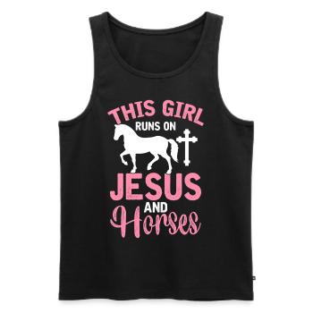 Fille de cheval chrétienne Cette fille court sur Jésus et - Débardeur bio Premium Homme - noir - Devant - Michal (187cm)