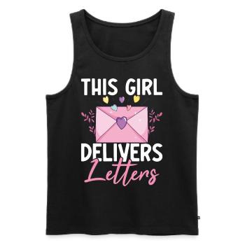 This Girl Delivers Letters Weibliche - Männer Premium Bio Tank Top - Schwarz - Vorne - AI Model Male 178 light (178cm)