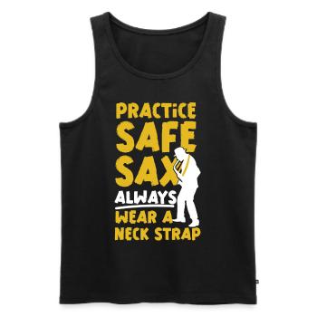 Saxophone Pun Practice Safe Sax - Männer Premium Bio Tank Top - Schwarz - Vorne - Michal (187cm)