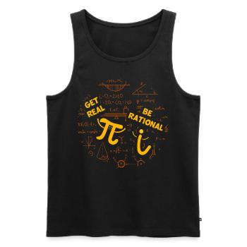 Humour mathématique – Pi vs. nombre imaginaire - Débardeur bio Premium Homme - noir - Devant - AI Model Male 178 light (178cm)