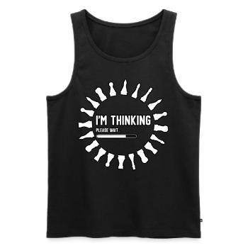 Humour d’échecs – Je pense - Débardeur bio Premium Homme - noir - Devant - AI Model Male 178 light (178cm)