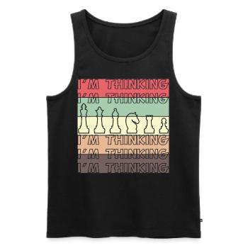 Humour d’échecs – Je pense - Débardeur bio Premium Homme - noir - Devant - AI Model Male 178 light (178cm)