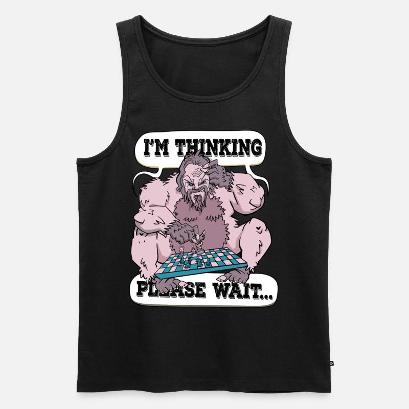 I'm thinking please wait Chess - Men's Premium Organic Tank Top - black