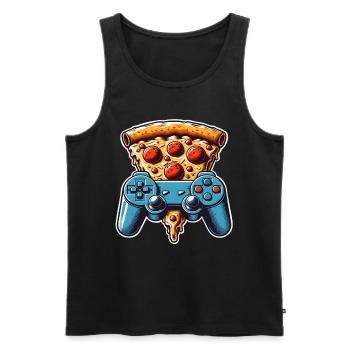 Pizza Gaming Gamer - Men's Premium Organic Tank Top - black - Front - Michal (187cm)