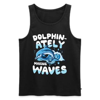 Dolphin-ately Making Waves - Männer Premium Bio Tank Top - Schwarz - Vorne - Michal (187cm)
