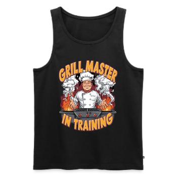 Grillmeister in der Ausbildung Lustiger BBQ-Humor - Männer Premium Bio Tank Top - Schwarz - Vorne - Michal (187cm)