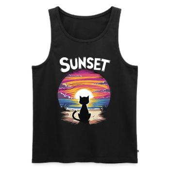 Friedlicher Sonnenuntergang Katze für eine - Männer Premium Bio Tank Top - Schwarz - Vorne - Michal (187cm)