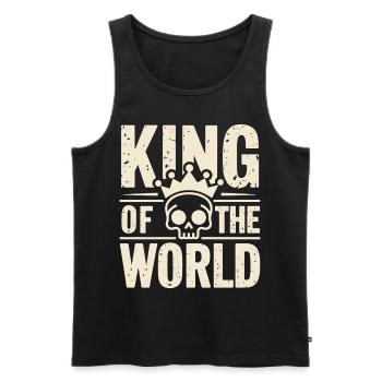 Skull and crossbones with crown King of the World - Men's Premium Organic Tank Top - black - Front - AI Model Male 178 light (178cm)