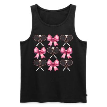 Coquette Bow Badminton Badminton Racket Pink - Men's Premium Organic Tank Top - black - Front - Michal (187cm)