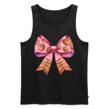 Coquette noeud basket-ball motif fête des mères rose - Débardeur bio Premium Homme - noir - Devant - Michal (187cm)