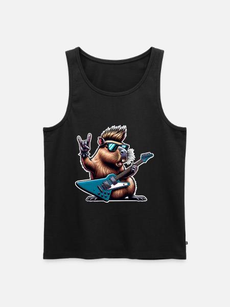 Capybara Rock and Roll Guitarist - Men's Premium Organic Tank Top - black