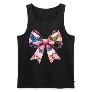 Coquette Bow Budgie Budgie Motif Perroquet - Débardeur bio Premium Homme - noir - Devant - AI Model Male 178 light (178cm)