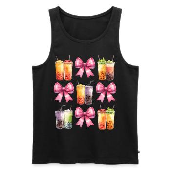 Coquette Bow Boba Tea Bubble Tea Mothers Day - Men's Premium Organic Tank Top - black - Front - AI Model Male 178 light (178cm)