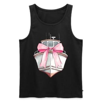 Coquette Bow Boating Capitaine Boater Ribbon - Débardeur bio Premium Homme - noir - Devant - AI Model Male 178 light (178cm)