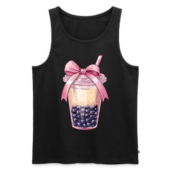 Coquette Bow Boba Tea Bubble Tea Mothers Day - Men's Premium Organic Tank Top - black - Front - AI Model Male 178 light (178cm)