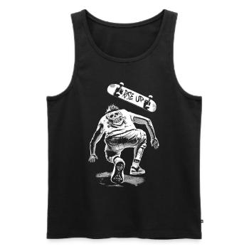 Back on the board – skate shirt after a fall - Men's Premium Organic Tank Top - black - Front - AI Model Male 178 light (178cm)