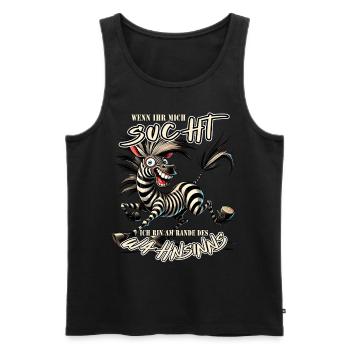 Verrücktes Zebra Wenn ihr mich sucht Wahnsinn - Männer Premium Bio Tank Top - Schwarz - Vorne - AI Model Male 178 light (178cm)
