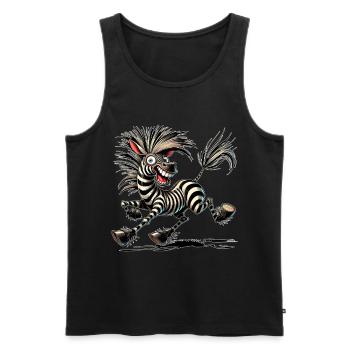 Crazy Zebra Comic Style Funny Animal Motif - Men's Premium Organic Tank Top - black - Front - AI Model Male 178 light (178cm)