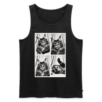 Élégante boîte photo Maine Coon - Débardeur bio Premium Homme - noir - Devant - AI Model Male 178 light (178cm)