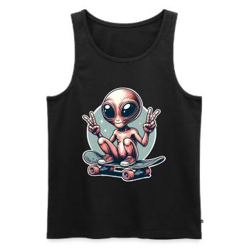 Alien Skateboard Skater Skate - Men's Premium Organic Tank Top - black - Front - Michal (187cm)