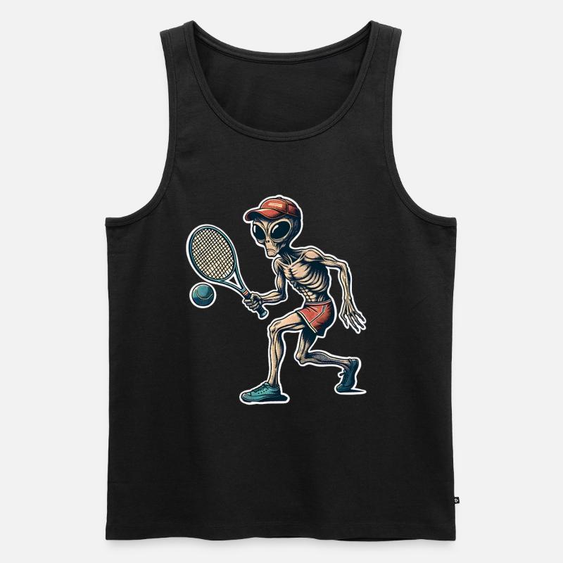 Alien Tennis - Männer Premium Bio Tank Top - Schwarz