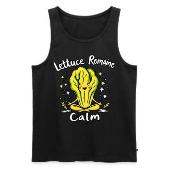 Lettuce Romaine Calm – Funny Salad - Men's Premium Organic Tank Top - black - Front - AI Model Male 178 light (178cm)