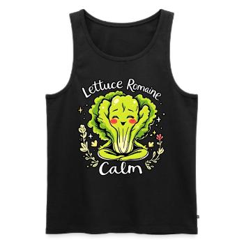Lettuce Romaine Calm – Funny Salad Yoga - Men's Premium Organic Tank Top - black - Front - AI Model Male 178 light (178cm)