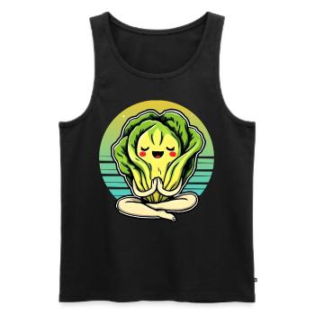 Lettuce Romaine Calm – Funny Salad - Men's Premium Organic Tank Top - black - Front - AI Model Male 178 light (178cm)