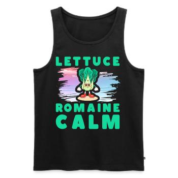Lettuce Romaine Calm – Funny Salad - Men's Premium Organic Tank Top - black - Front - AI Model Male 178 light (178cm)