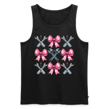 Coquette Bogen Mechaniker Schraubenschlüssel rosa - Männer Premium Bio Tank Top - Schwarz - Vorne - AI Model Male 178 light (178cm)