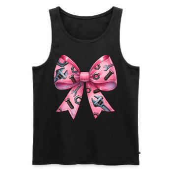 Coquette Bow Mechanic Tools Pattern Pink Bow - Men's Premium Organic Tank Top - black - Front - AI Model Male 178 light (178cm)