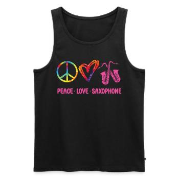 Saxophone Tie Dye Peace Love - Männer Premium Bio Tank Top - Schwarz - Vorne - Michal (187cm)