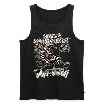 Zèbre Mieux fou que l’un d’entre vous - Débardeur bio Premium Homme - noir - Devant - AI Model Male 178 light (178cm)