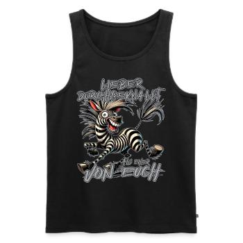 Zebra Lieber durchgeknallt als einer von euch - Männer Premium Bio Tank Top - Schwarz - Vorne - AI Model Male 178 light (178cm)