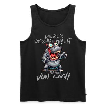 Nilpferd Lieber durchgeknallt als einer von euch - Männer Premium Bio Tank Top - Schwarz - Vorne - AI Model Male 178 light (178cm)