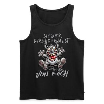 Verrücktes Nashorn Lieber durchgeknallt als einer - Männer Premium Bio Tank Top - Schwarz - Vorne - AI Model Male 178 light (178cm)