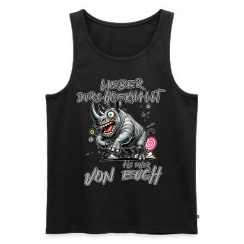 Nashorn Lieber durchgeknallt als einer von euch - Männer Premium Bio Tank Top - Schwarz - Vorne - AI Model Male 178 light (178cm)