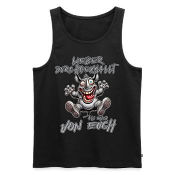 Verrücktes Nashorn Lieber durchgeknallt als einer - Männer Premium Bio Tank Top - Schwarz - Vorne - AI Model Male 178 light (178cm)