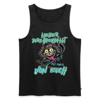 Verrückte Katze Lieber durchgeknallt als einer von - Männer Premium Bio Tank Top - Schwarz - Vorne - AI Model Male 178 light (178cm)