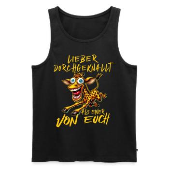 Verrückte Giraffe Lieber durchgeknallt als einer v - Männer Premium Bio Tank Top - Schwarz - Vorne - AI Model Male 178 light (178cm)