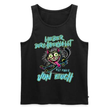 Katze Lieber durchgeknallt als einer von euch - Männer Premium Bio Tank Top - Schwarz - Vorne - Michal (187cm)