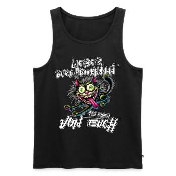 Katze Lieber durchgeknallt als einer von euch - Männer Premium Bio Tank Top - Schwarz - Vorne - AI Model Male 178 light (178cm)