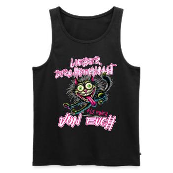 Verrückte Katze Lieber durchgeknallt als einer von - Männer Premium Bio Tank Top - Schwarz - Vorne - AI Model Male 178 light (178cm)