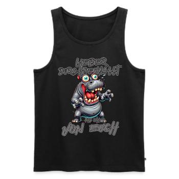 Nilpferd Lieber durchgeknallt als einer von euch - Männer Premium Bio Tank Top - Schwarz - Vorne - AI Model Male 178 light (178cm)