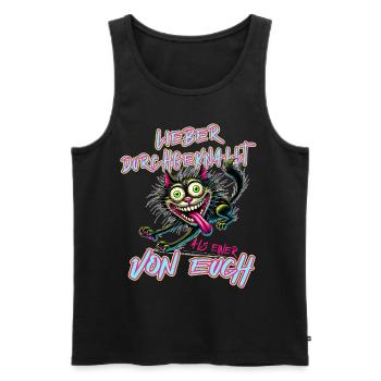 Katze Lieber durchgeknallt als einer von euch - Männer Premium Bio Tank Top - Schwarz - Vorne - AI Model Male 178 light (178cm)